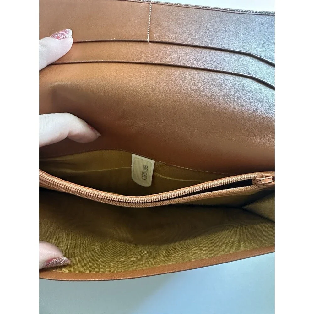 Hunting World Long Bifold Wallet Green Battue Cloth & Tan Leather Trim Italy